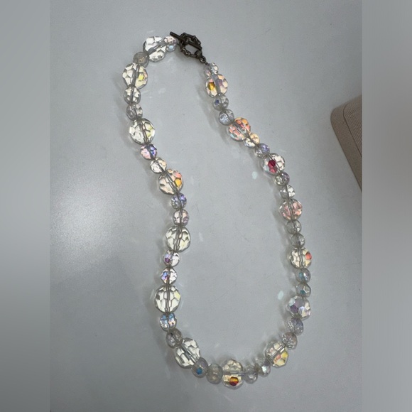 Handcrafted from vintage glass aurora borealis beaded necklace - Picture 6 of 7